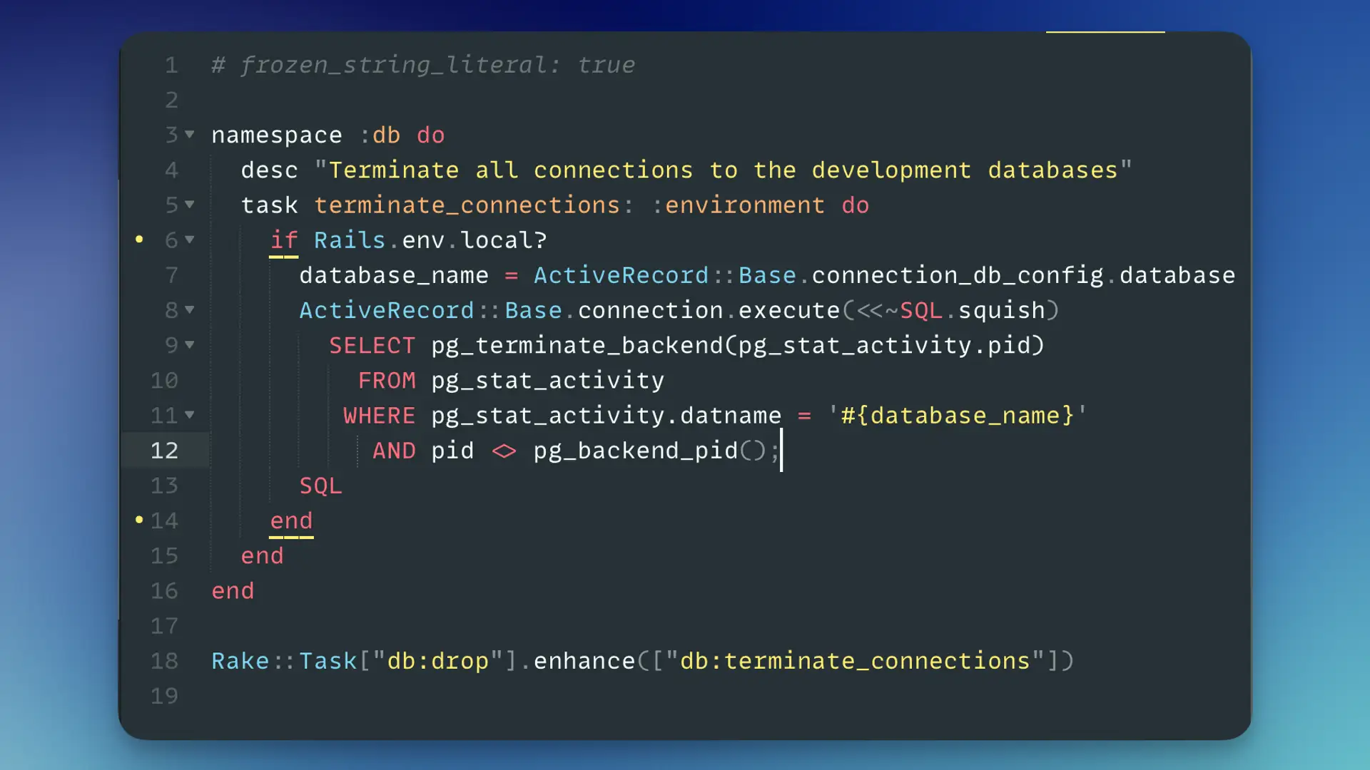 Killing db connections softly with rake tasks